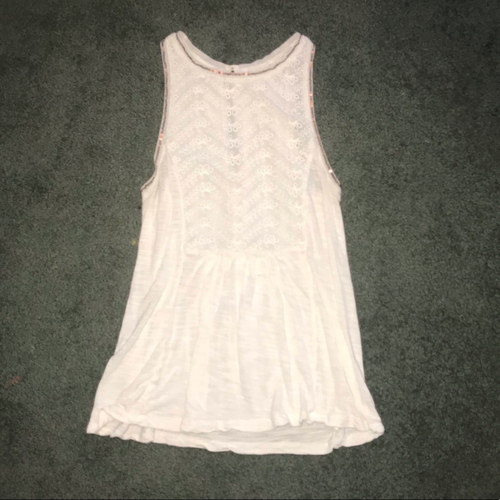 White Patterned High Neck Top